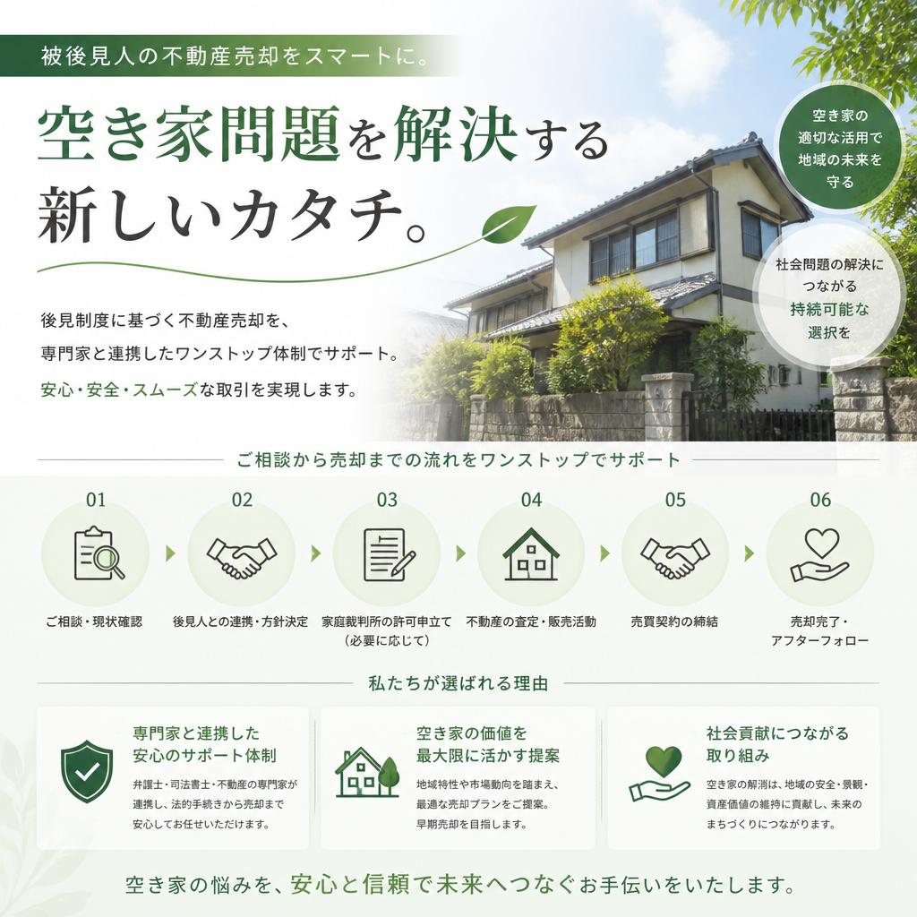被後見人の不動産売却をスマートに。空き家問題を解決する新しいカタチ。